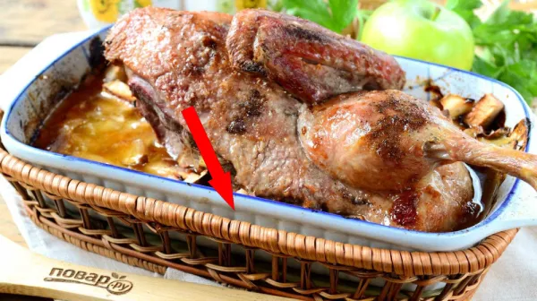 Тайна вологодских охотников томлёная утка в сметане с яблоками